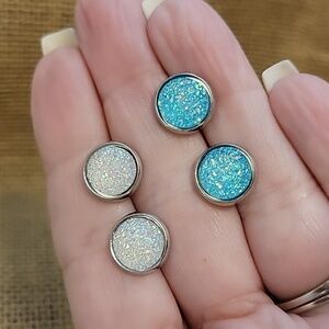 DRUZY BUTTON STUD EARRINGS, CHOICE OF COLOR